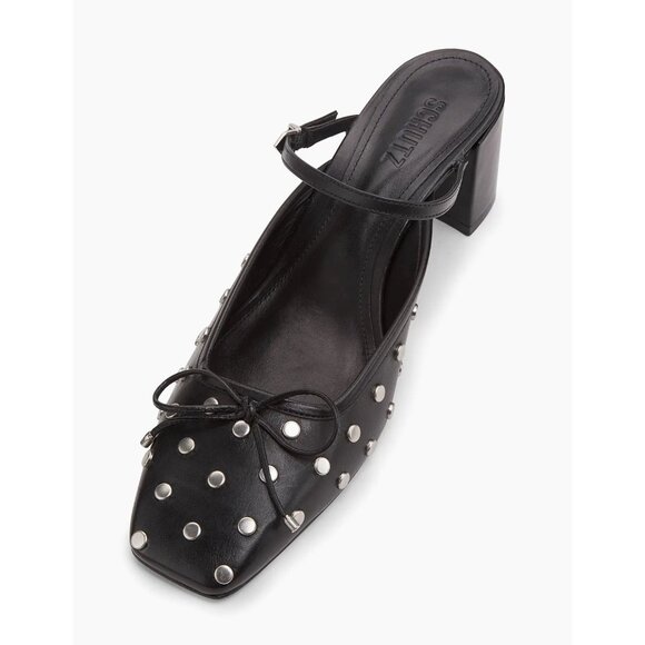 SCHUTZ Arissa 65mm Studded Leather Block Heel Mules Size 7.5 NEW NIB - Picture 3 of 5